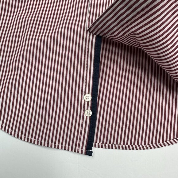 Zara Men’s Red White Slim Fit Striped Button Down Career Dress‎ Shirt L/C41.25 - Picture 6 of 11